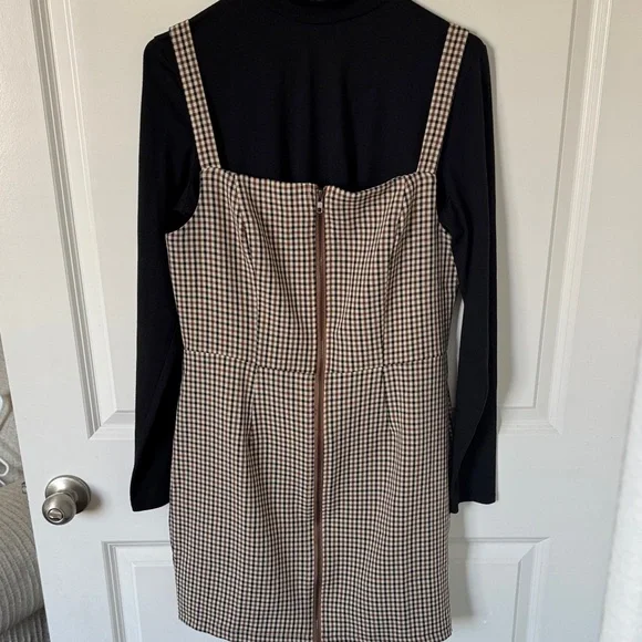 Kingston Checkered Dress with Black Long Sleeves / 2 pieces - Picture 1 of 11